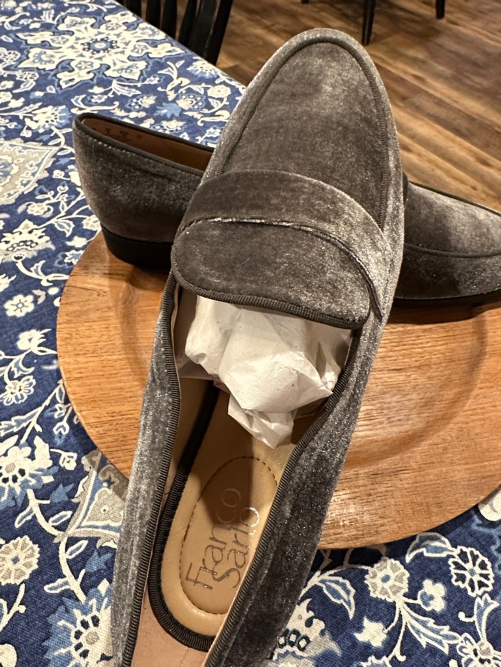 Franco Sarto Sparkle Velvet Penny Loafers in Gray - Picture 2 of 5